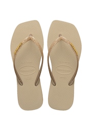 Grey - Havaianas Slim Square Sparkle Flip Flops - Slika 1 od 6