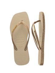 Grey - Havaianas Slim Square Sparkle Flip Flops - Slika 2 od 6