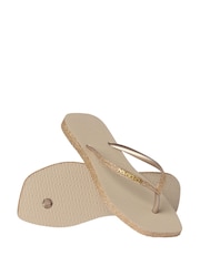 Grey - Havaianas Slim Square Sparkle Flip Flops - Slika 3 od 6