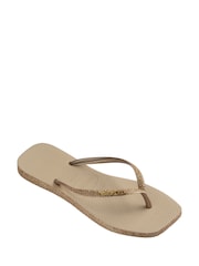 Grey - Havaianas Slim Square Sparkle Flip Flops - Slika 4 od 6