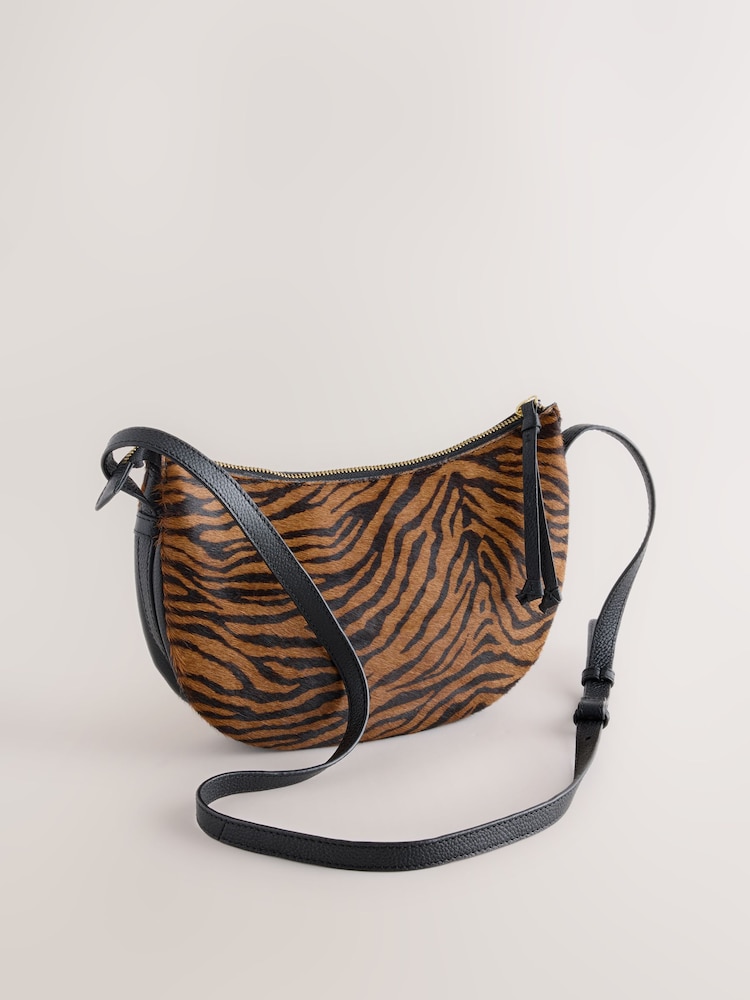 Tiger Print Leather Cross-Body Bag - Image 1 of 5 Tiger Print Leather Cross-Body Bag - Image 1 of 5