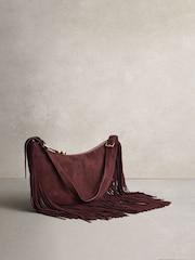 Berry Red - N. Premium Leather Fringe Shoulder Bag - Imagem 3 de 7