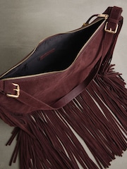 Berry Red - N. Premium Leather Fringe Shoulder Bag - Imagem 4 de 7