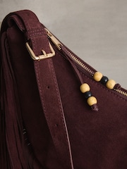 Berry Red - N. Premium Leather Fringe Shoulder Bag - Imagem 7 de 7