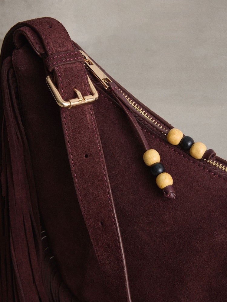 Berry Red - N. Premium Leather Fringe Shoulder Bag - Imagem 7 de 7 Berry Red - N. Premium Leather Fringe Shoulder Bag - Imagem 7 de 7
