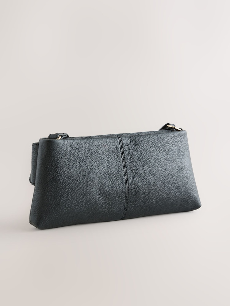 Black Leather Belted Cross-Body Bag - Image 2 of 5 Black Leather Belted Cross-Body Bag - Image 2 of 5