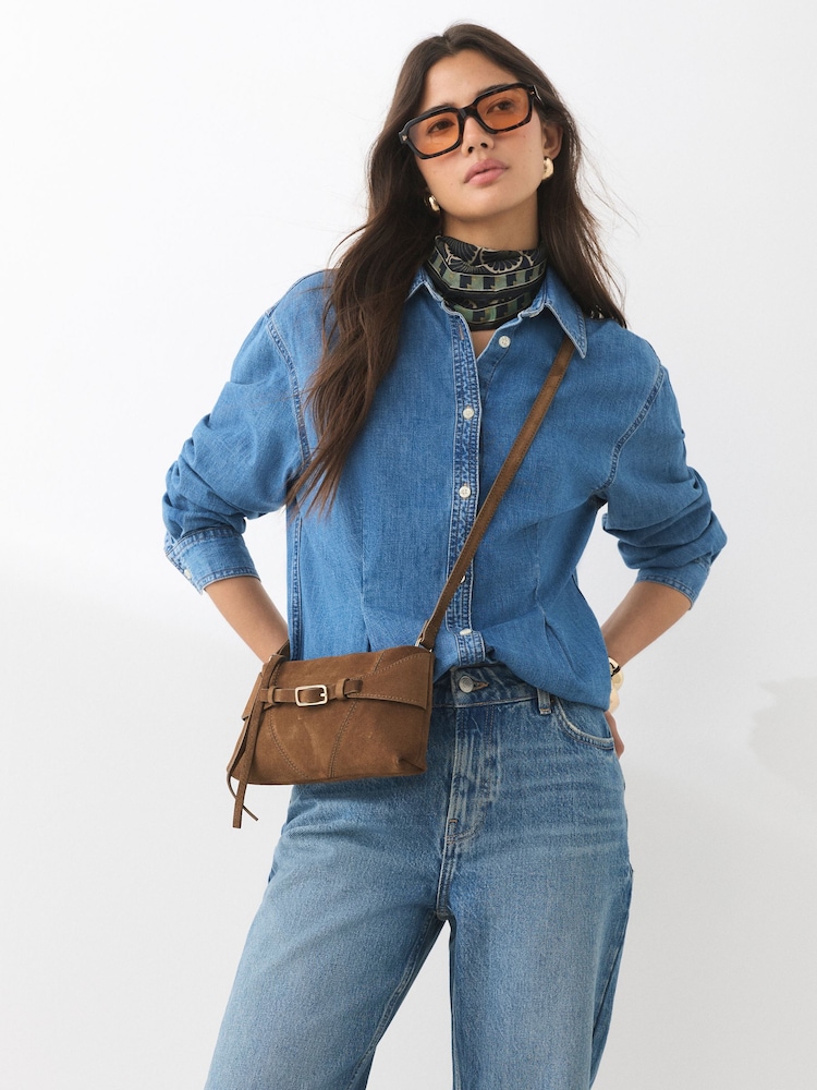 Sand Leather Belted Cross-Body Bag - Image 1 of 10 Sand Leather Belted Cross-Body Bag - Image 1 of 10
