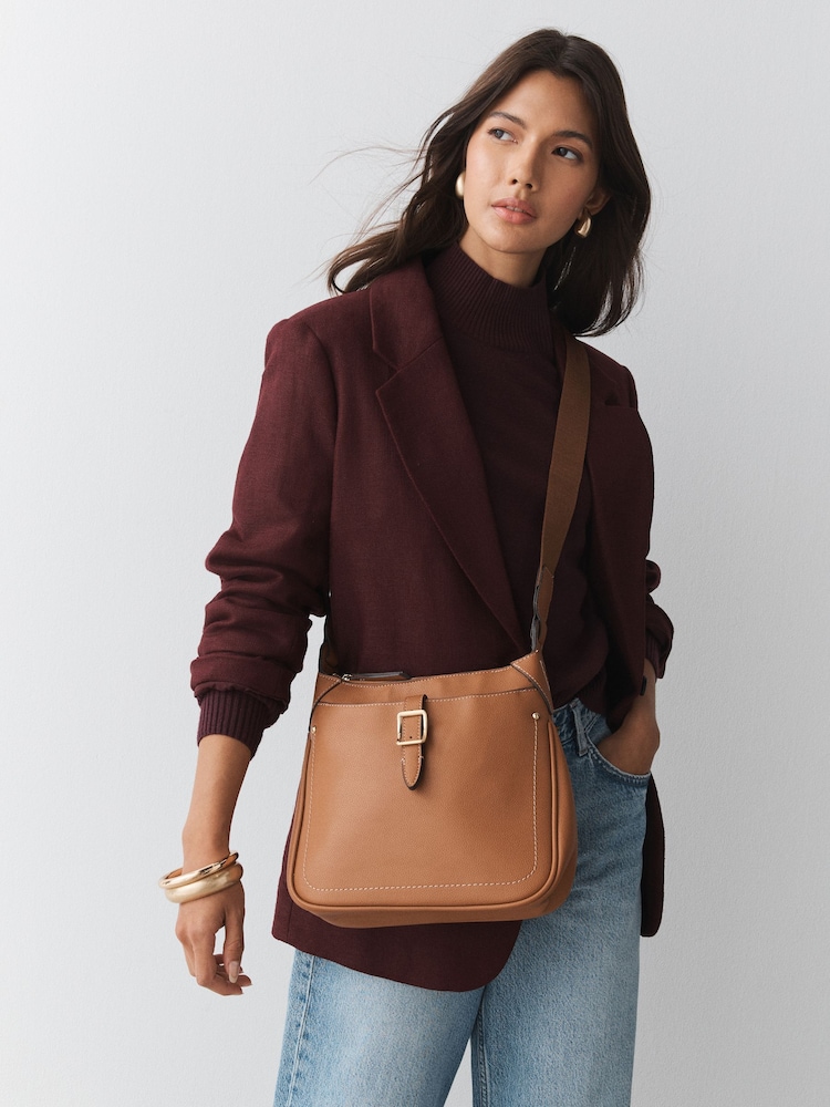 Tan Brown Casual Messenger Cross-Body Bag - Image 1 of 10