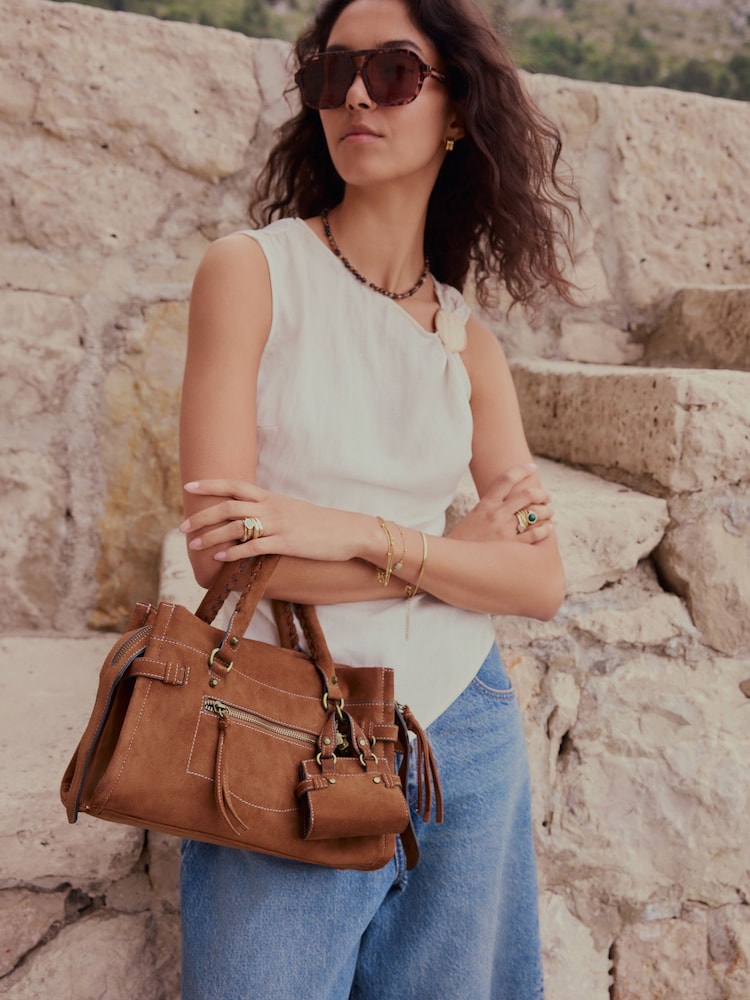 Tan Brown Charm Hand Held Bag - Image 1 of 3
