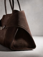 Chocolate Brown N. Premium Leather Belted Hand Held Bag - Image 9 of 9