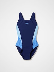 Speedo Blue Colourblock Splice Muscleback Swimsuit - Image 6 of 6