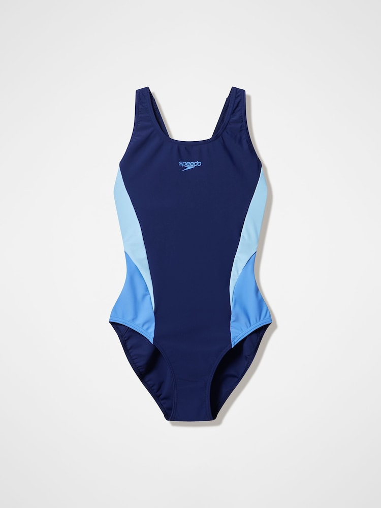 Speedo Blue Colourblock Splice Muscleback Swimsuit - Image 6 of 6 Speedo Blue Colourblock Splice Muscleback Swimsuit - Image 6 of 6