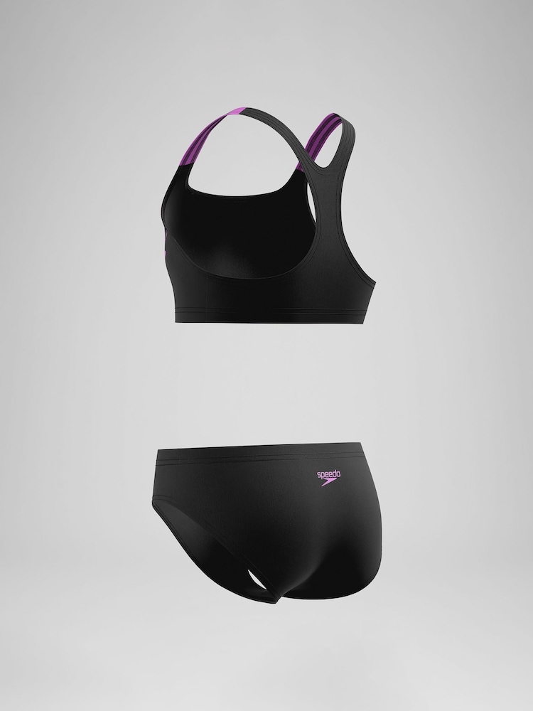 Speedo Black Medley Logo Racerback Bikini Set - Image 6 of 6 Speedo Black Medley Logo Racerback Bikini Set - Image 6 of 6