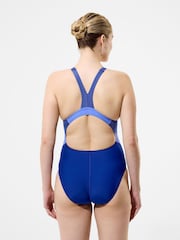 Speedo Blue Quantum Rib Splice Swimsuit - Image 2 of 6