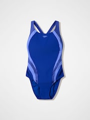 Speedo Blue Quantum Rib Splice Swimsuit - Image 6 of 6