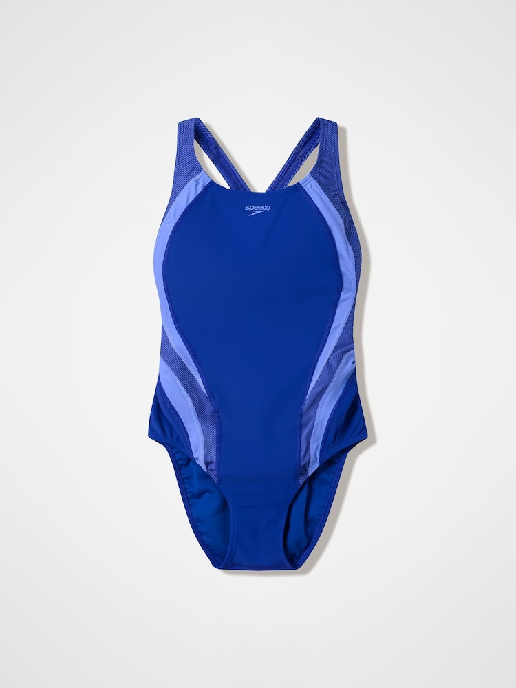 Speedo Blue Quantum Rib Splice Swimsuit - Image 6 of 6