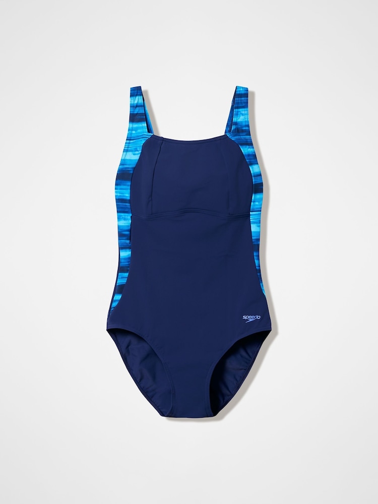Speedo Blue Print Body Shaping Lustre Swimsuit - Image 11 of 11 Speedo Blue Print Body Shaping Lustre Swimsuit - Image 11 of 11