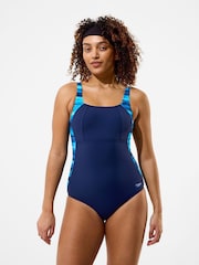 Speedo Blue Print Body Shaping Lustre Swimsuit - Image 6 of 11