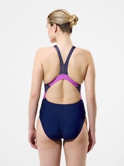 Speedo Blue Quantum Rib Splice Swimsuit - Image 2 of 6