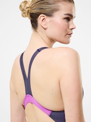 Speedo Blue Quantum Rib Splice Swimsuit - Image 4 of 6