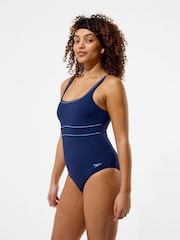 Speedo Blue Solid Contour Eclipse Swimsuit - Image 8 of 11