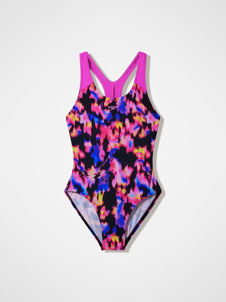 Speedo Black Print Splashback Swimsuit - Image 1 of 2