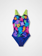 Speedo Blue Print Splashback Swimsuit - Image 1 of 2