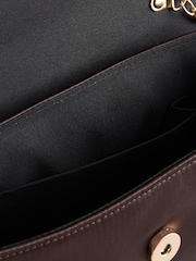 Chocolate Brown Satin Effect Bow Hand Held Bag - Image 6 of 9
