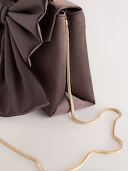 Chocolate Brown Satin Effect Bow Hand Held Bag - Image 8 of 9
