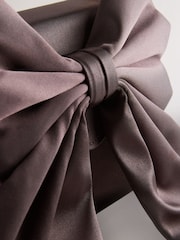 Chocolate Brown Satin Effect Bow Hand Held Bag - Image 9 of 9