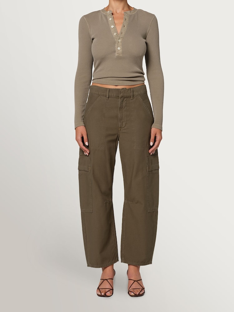 Citizens of Humanity Green Marcelle Low Slung Cargo Trousers In Sateen - Image 1 of 9