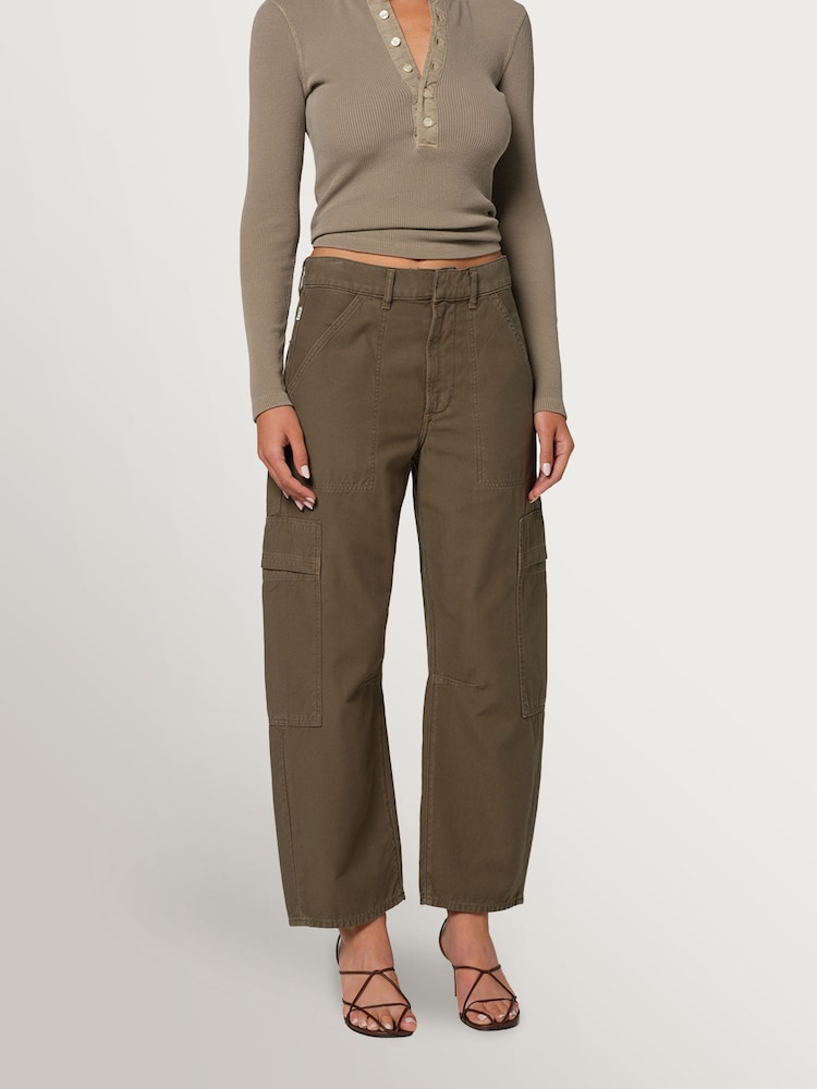 Citizens of Humanity Green Marcelle Low Slung Cargo Trousers In Sateen - Image 2 of 9
