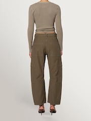 Citizens of Humanity Green Marcelle Low Slung Cargo Trousers In Sateen - Image 3 of 9