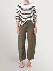 Citizens of Humanity Green Marcelle Low Slung Cargo Trousers In Sateen - Image 6 of 9