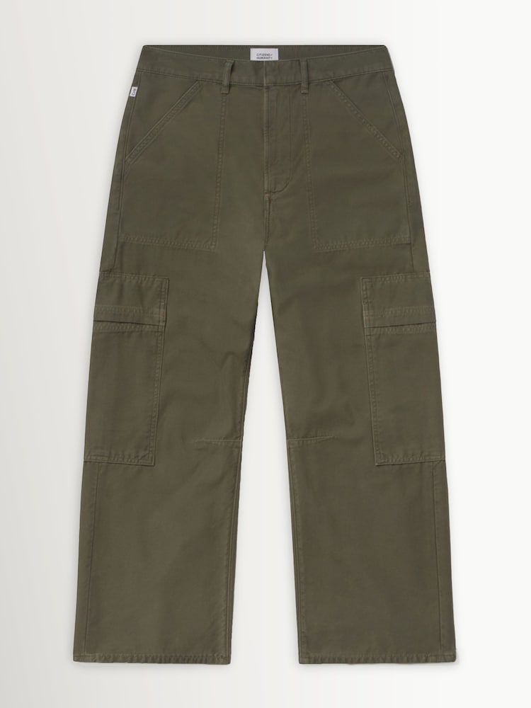 Citizens of Humanity Green Marcelle Low Slung Cargo Trousers In Sateen - Image 9 of 9