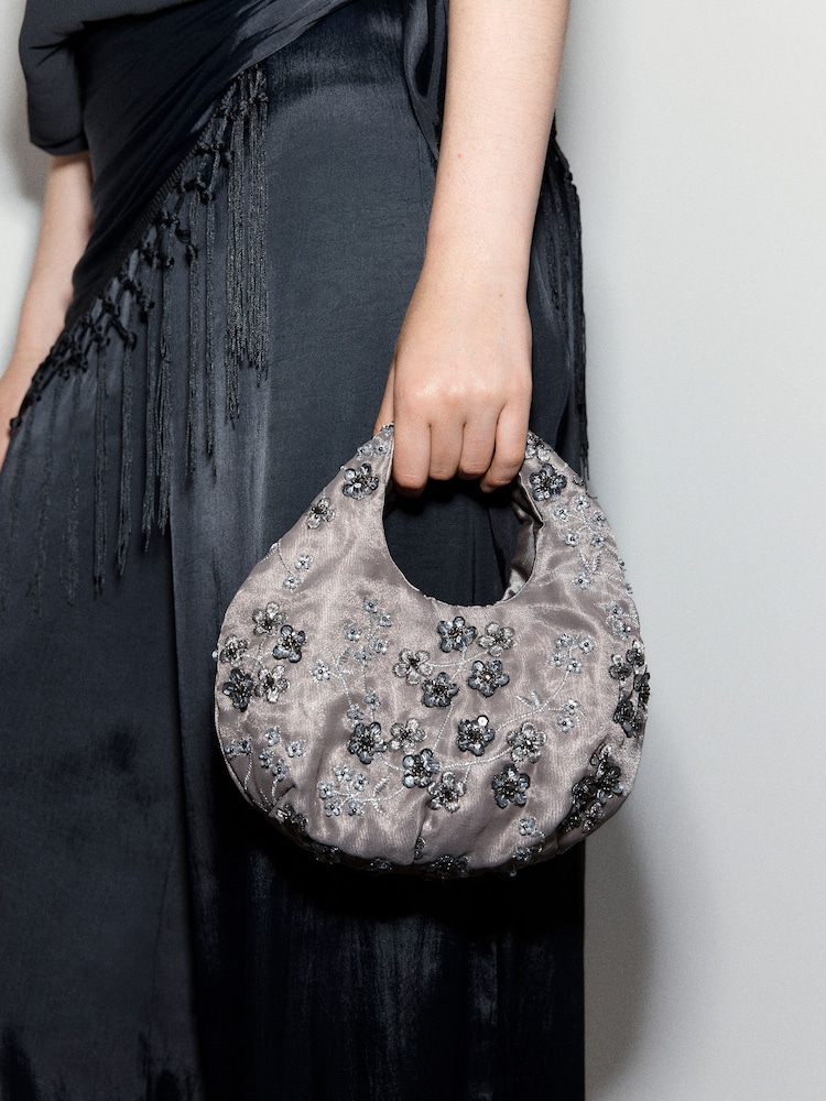Grey Oversized Slouchy Clutch Bag - Image 1 of 8 Grey Oversized Slouchy Clutch Bag - Image 1 of 8