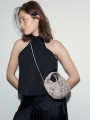 Grey Oversized Slouchy Clutch Bag - Image 3 of 8