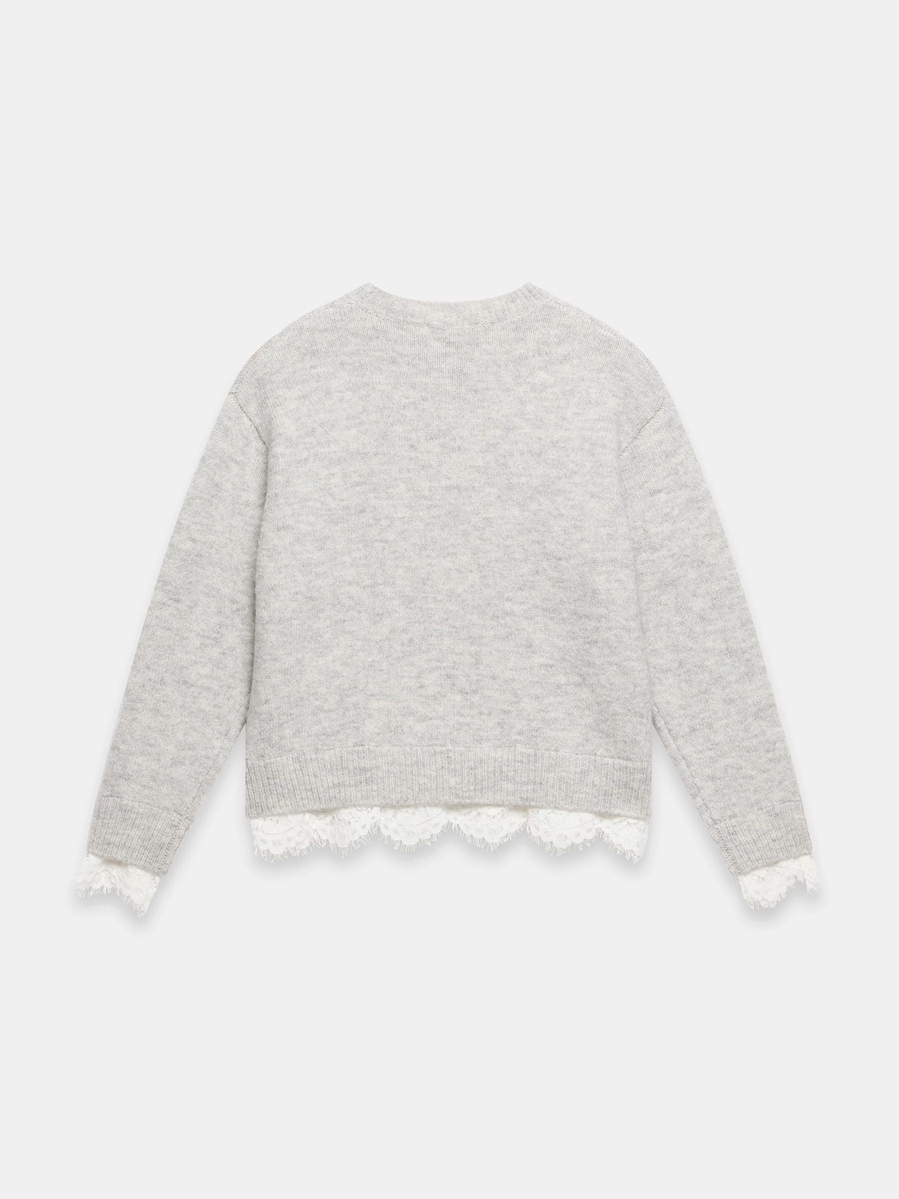 Buy Mint Velvet Grey Lace Detail Wool Blend Jumper from the Next