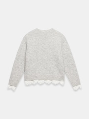 Mint Velvet Grey Lace Detail Wool Blend Jumper - Image 8 of 8