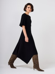 Noir - Robe mi-longue Mint Velvet en maille côtelée - Image 1 de 8