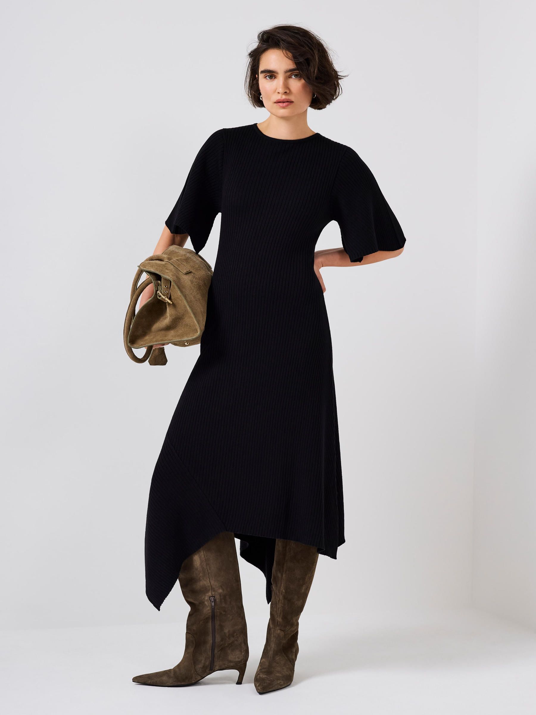 Buy Mint Velvet Black Ribbed Knit Midi Dress from Next USA