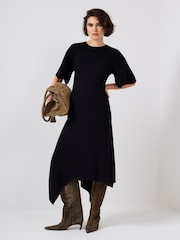 Noir - Robe mi-longue Mint Velvet en maille côtelée - Image 2 de 8