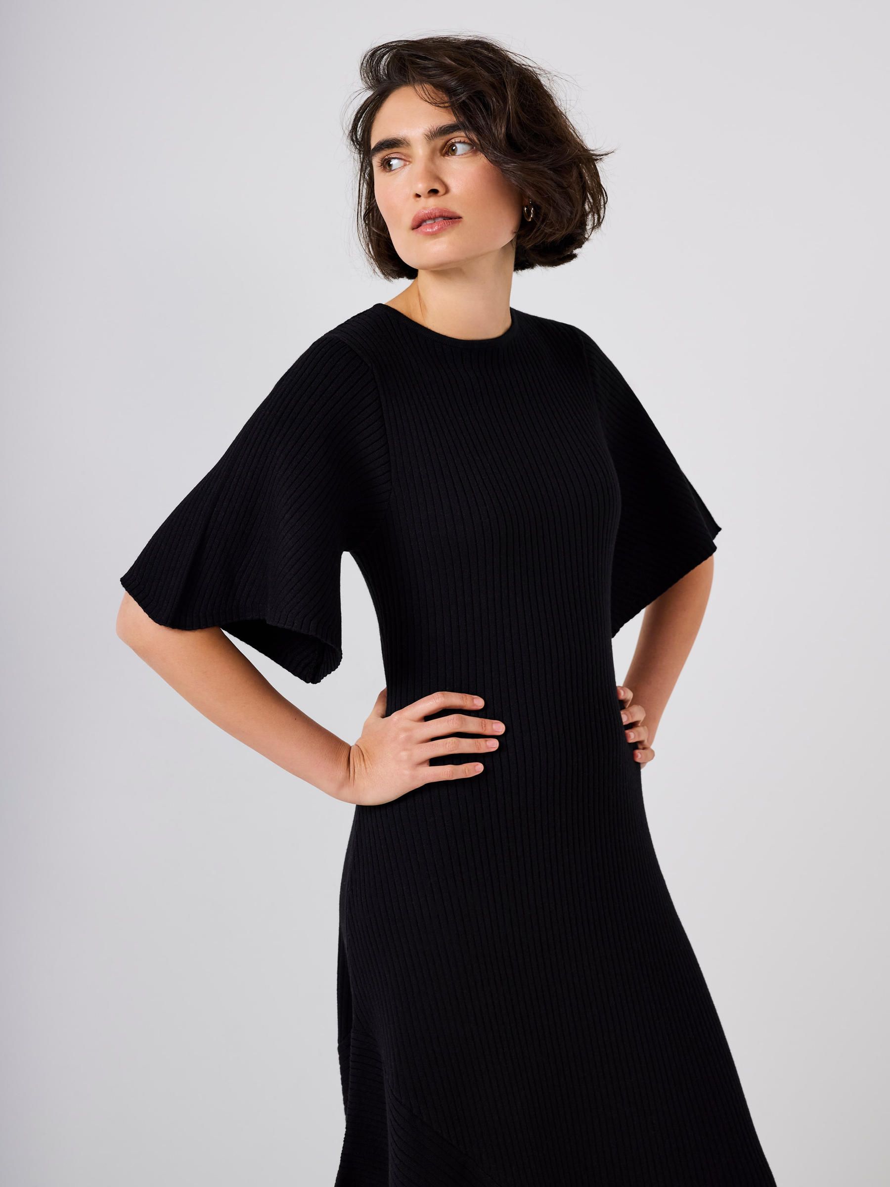 Buy Mint Velvet Black Ribbed Knit Midi Dress from Next USA