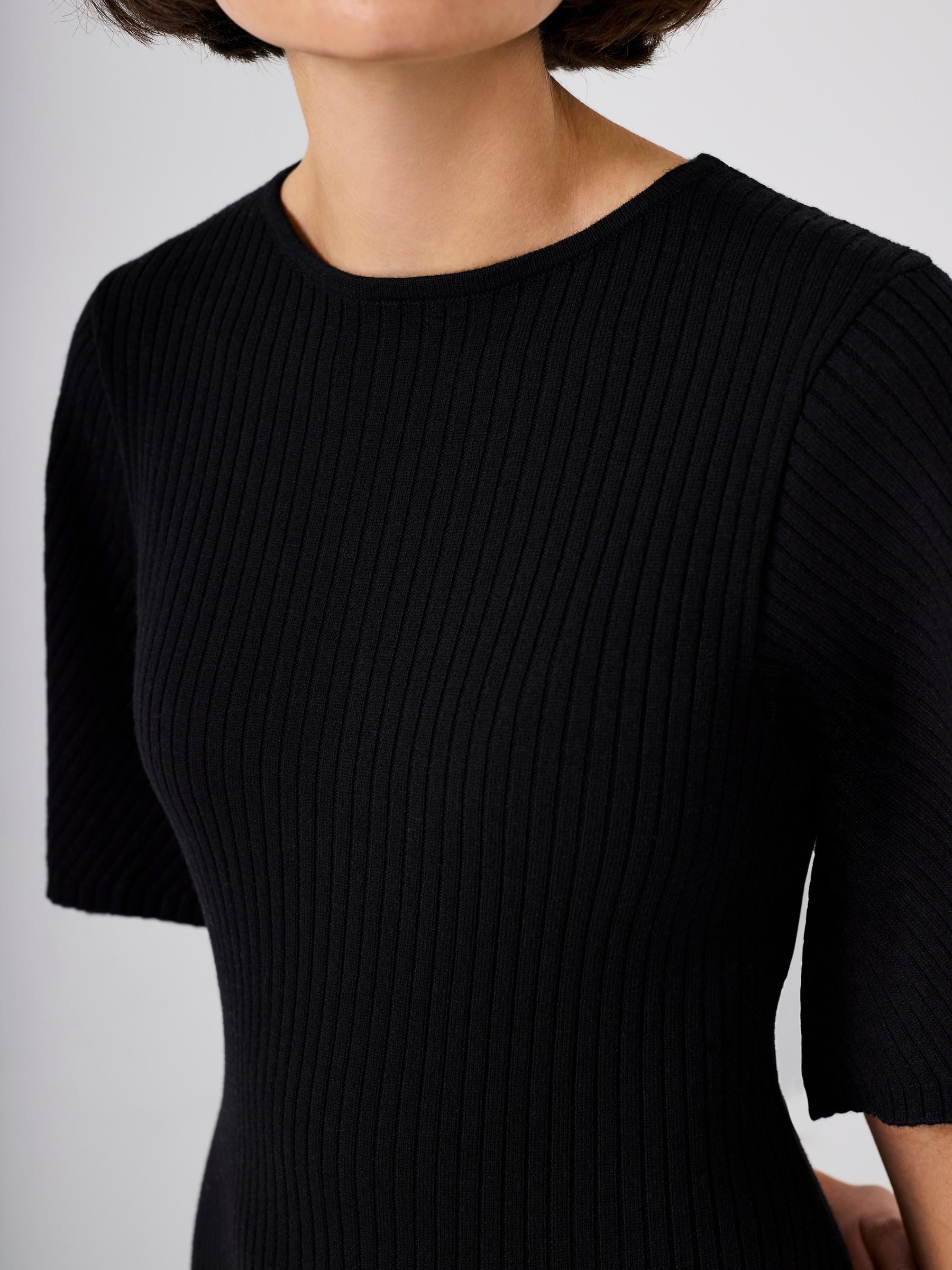 Buy Mint Velvet Black Ribbed Knit Midi Dress from Next USA