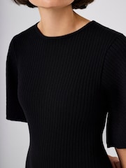 Noir - Robe mi-longue Mint Velvet en maille côtelée - Image 6 de 8