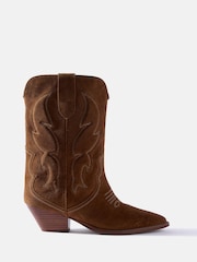 Mint Velvet Brown Sierra Suede Cowboy Boots - Image 1 of 5