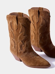 Mint Velvet Brown Sierra Suede Cowboy Boots - Image 3 of 5