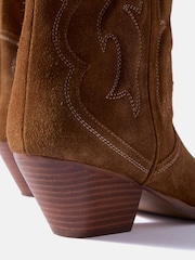 Mint Velvet Brown Sierra Suede Cowboy Boots - Image 4 of 5