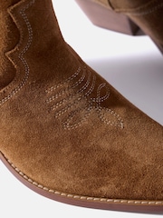 Mint Velvet Brown Sierra Suede Cowboy Boots - Image 5 of 5