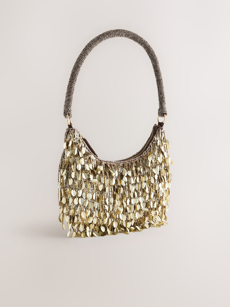 Gold Embellished Tassel Shoulder Bag - Image 1 of 5